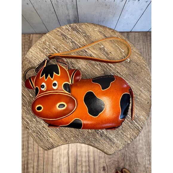 West Hills Studio Handbags - Genuine Leather Brown Cow Wristlet Wallet Leather Coin Purse NEW FAST SHIP